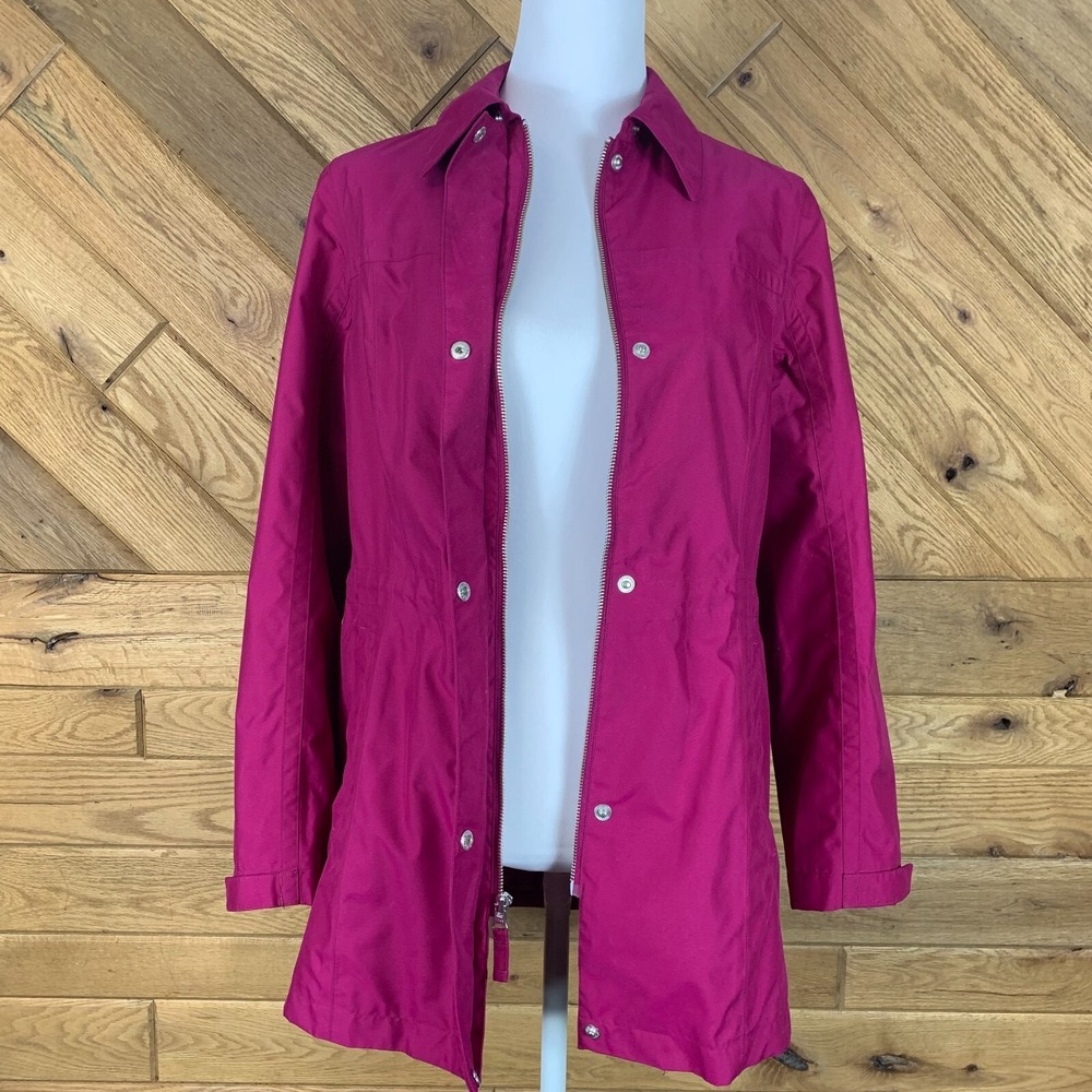 Lands Ends Womens Full Zip Snap Closure Jacket Long Sleeve Pink Size Small 6-8